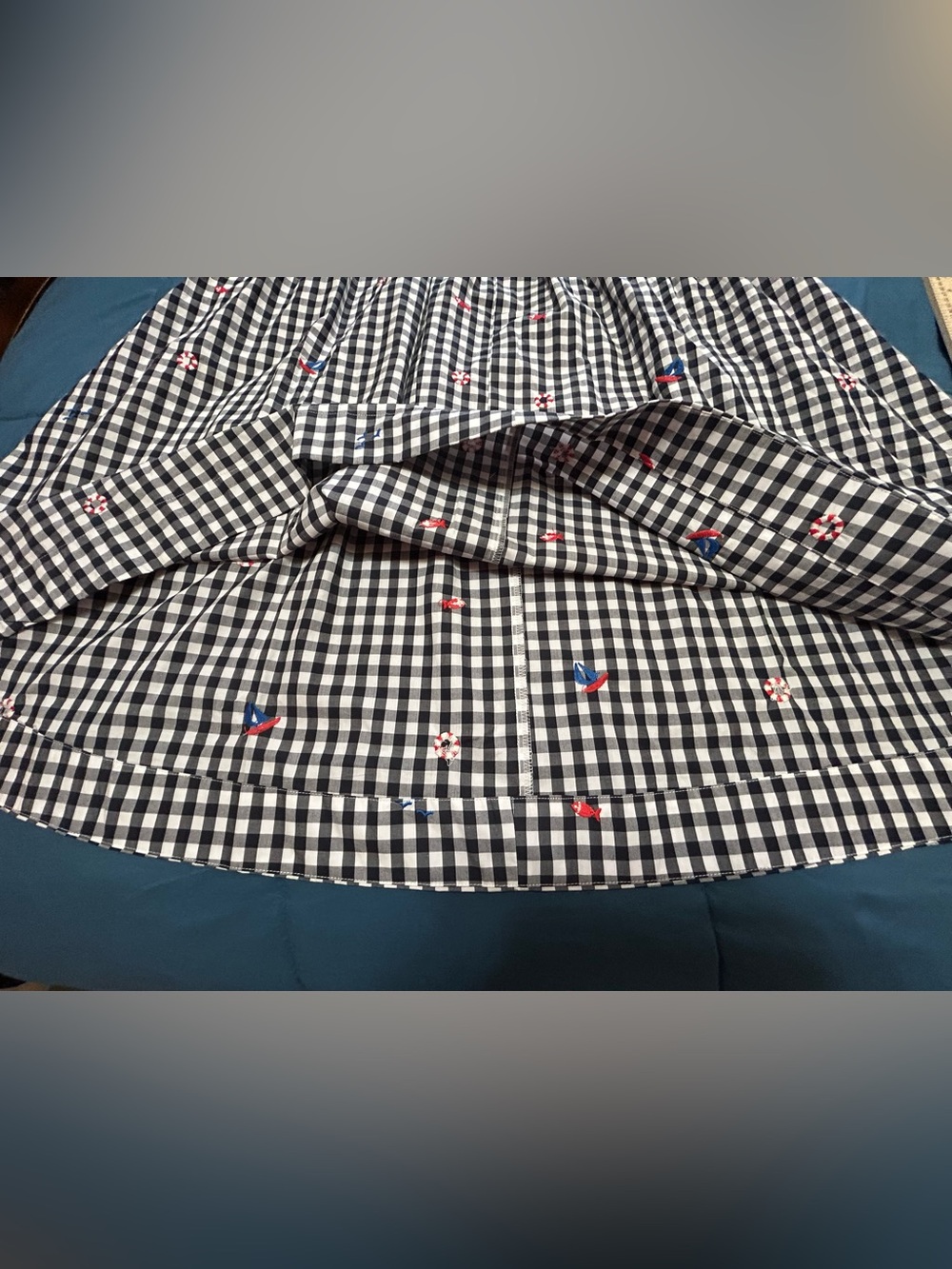 Black & White Gingham A-Line Skirt with Subtle Embroidered Accents - Picture 16 of 16